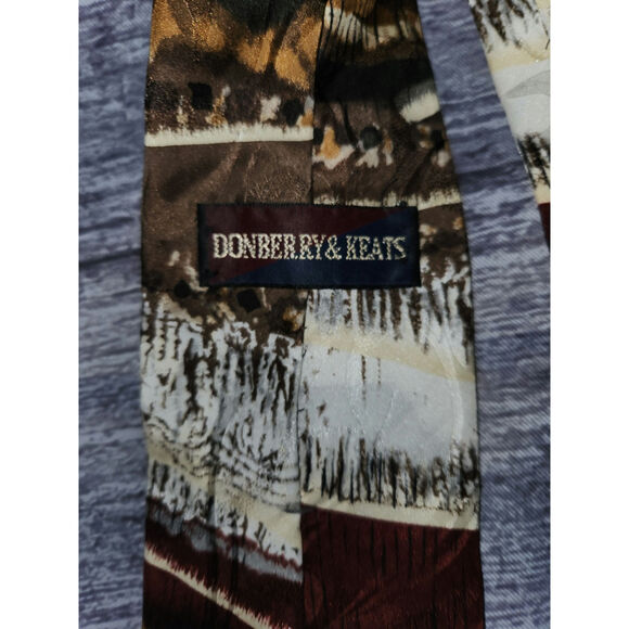 Donberry & Keats Multicolor Woodsy Made in USA 100% Silk Neck Tie - Picture 3 of 9